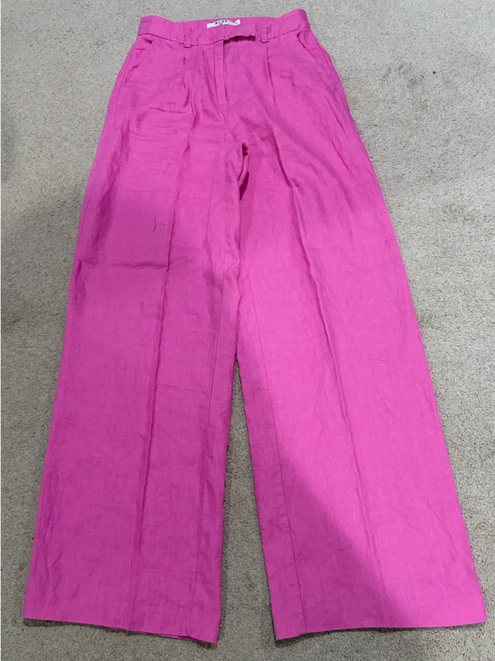 NWOT NA-KD Wide-Leg Pants, Women’s Pink High Waist 34 Linen  Lightweight Pants